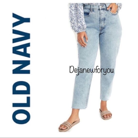 Old Navy Denim - OLD NAVY Extra-High Waisted BOYFRIEND LOLA Straight Rigid Raw-Edge SIZE 10